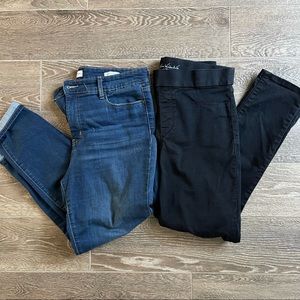 High rise skinny jeans in black and dark wash denim